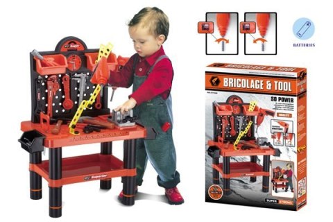 Zestaw Majsterkowicza, Warsztat stolarski - stolik, klucze, piła