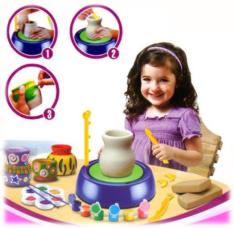 Koło Garncarskie - Mały Artysta - farbki, masa, koło, narzędzia