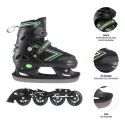 NH11912 A 2w1 CZARNO-ZIELONE ROZM. M(35-38) ŁYŻWOROLKI Z WYM. PŁ. HOKEJOWĄ NILS EXTREME