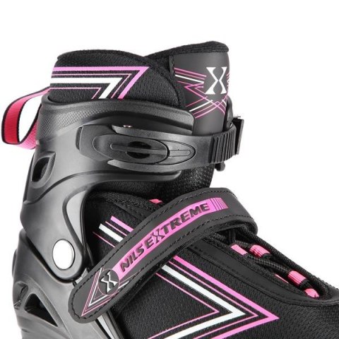 NH11912 A 2w1 CZARNO-RÓŻOWE ROZM. S(31-34) ŁYŻWOROLKI Z WYM. PŁ. HOKEJOWĄ NILS EXTREME