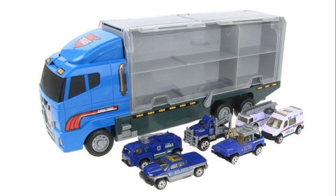 Transporter ciężarówka TIR wyrzutnia + metalowe auta policja