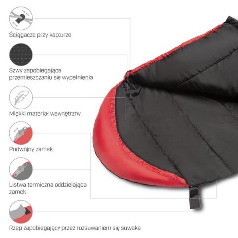 NC2012 CZARNO-CZERWONY ŚPIWÓR NILS CAMP