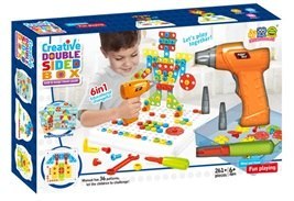 Wkrętarka wiertarka śrubki klocki konstrukcyjne zestaw majsterkowicza walizka 261 elementów