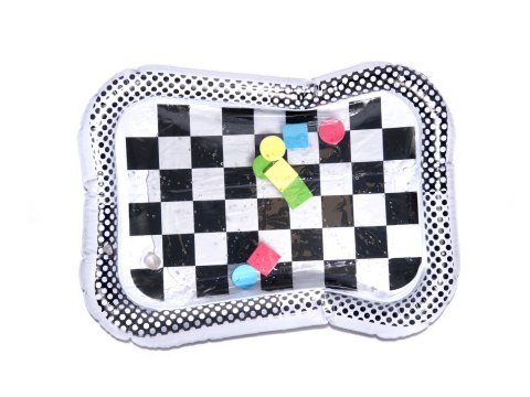 Mata wodna sensoryczna dmuchana dla niemowląt kontrastowa czarno-biała szachownica XXL 65x50 cm
