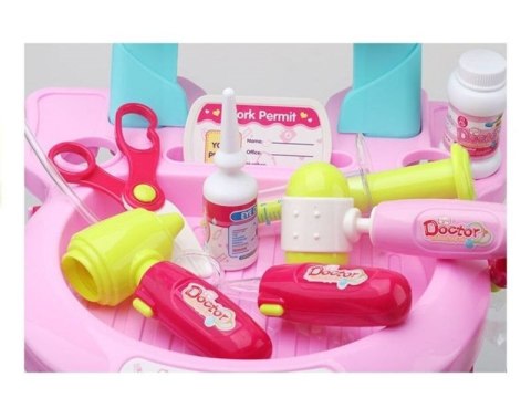 Wózek Lekarski Dla Dziewczynki Z Akcesoriami, Zestaw Doktora Różowy