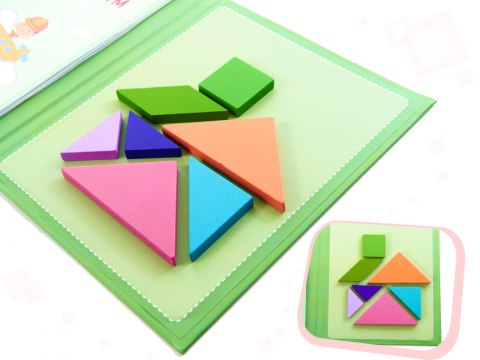 Tangram książeczka magnetyczna układanka montessori klocki gra logiczna 3D