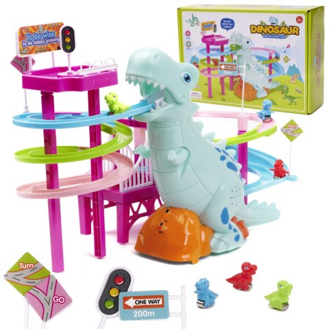 Tor wyścigowy dinozaur zjeżdżalnia ruchome schody LED dźwięk