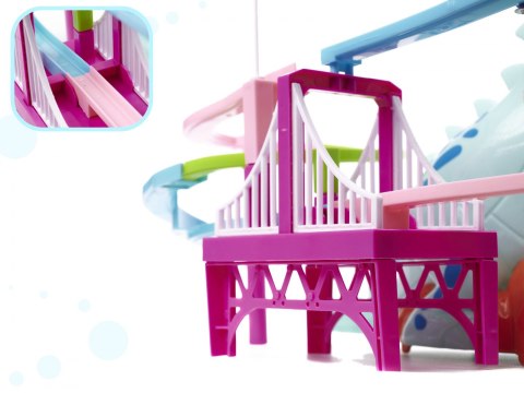 Tor wyścigowy dinozaur zjeżdżalnia ruchome schody LED dźwięk