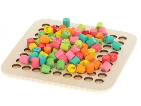 Zestaw edukacyjny nauka liczenia tabliczka mnożenia okrągła drewniana