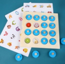 Gra planszowa memory montessori zestaw puzzle drewniane 4 karty