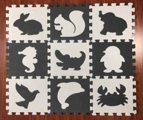 Mata edukacyjna dla dzieci piankowa puzzle szara 85 x 85 cm 9 elementów