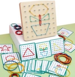 Geoboard geoplan drewniana układanka tworzenie kształtów z gumek