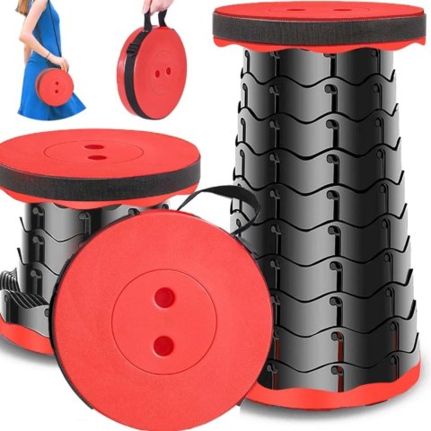 Krzesło składane taboret teleskopowy turystyczny przenośny czerwony 200kg