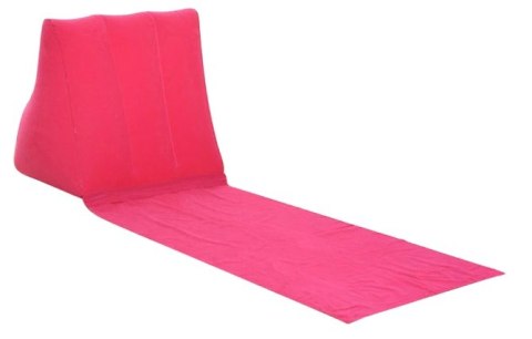 Mata plażowa z dmuchanym oparciem leżak z poduszką różowy