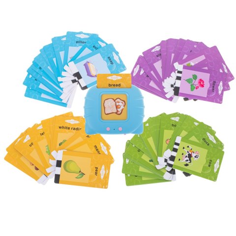 Nauka języka angielskiego czytnik kart do nauki słówek fiszki niebieski
