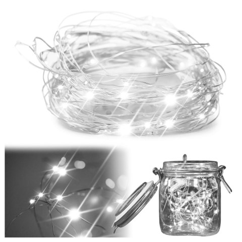 Lampki LED druciki dekoracyjne świąteczne choinkowe 10m 100LED zimny biały