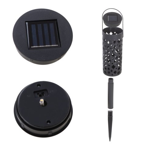 Lampa solarna ogrodowa ażurowa latarenka lampion LED czujnik zmierzchu wbijana 4szt.