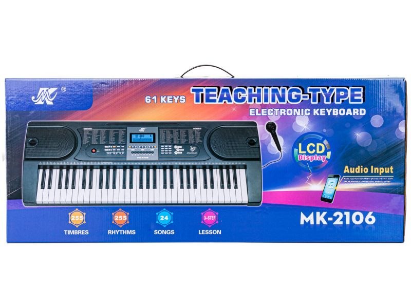 Keyboard Organy 61 Klawiszy Zasilacz Mikrofon MK-2106