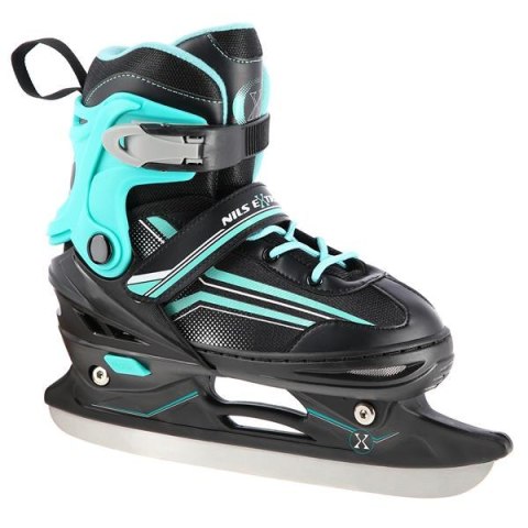 NH18190 2w1 CZARNO-NIEBIESKI ROZM.M(34-38) ŁYŻWOROLKI Z WYM. PŁ. HOKEJOWĄ NILS EXTREME