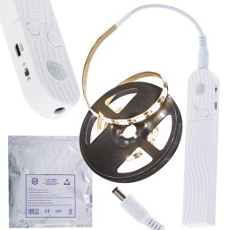 Taśma LED wodoodporna na baterie USB czujnik ruchu 1M 59LED ciepły biały