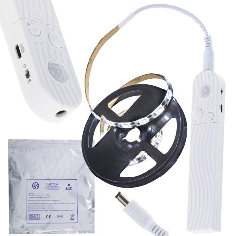 Taśma LED wodoodporna na baterie USB czujnik ruchu 1M 59LED zimny biały