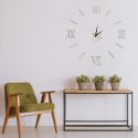 Zegar Ścienny naklejany DIY 3D regulowany rzymski srebrny 130cm