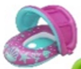 Kółko do pływania koło dmuchane dla niemowląt pontonik z daszkiem BESTWAY 34091 różowe