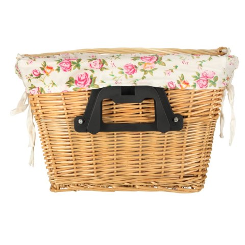 Koszyk rowerowy wiklinowy na rower RALLEX przedni pleciony click w kwiaty