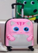Walizka podróżna dla dzieci bagaż podręczny na kółkach kot różowa