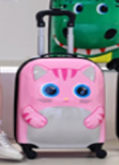 Walizka podróżna dla dzieci bagaż podręczny na kółkach kot różowa