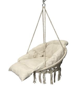 Huśtawka ogrodowa LUARO bocianie gniazdo z poduszką XXL ecru 80cm 150kg