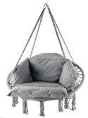 Huśtawka ogrodowa LUARO bocianie gniazdo z poduszką XXL szare 80cm 150kg