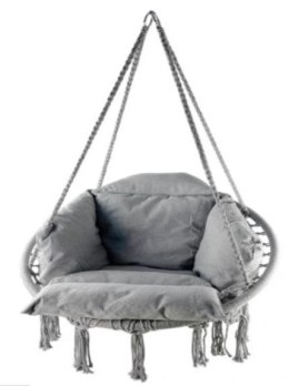 Huśtawka ogrodowa LUARO bocianie gniazdo z poduszką XXL szare 80cm 150kg