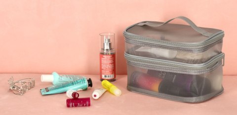 Kosmetyczka damska męska podróżna organizer składany XXL szary