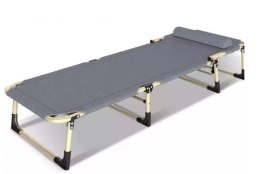 Łóżko polowe LUARO składane turystyczne kanadyjka leżanka z regulacją 193 cm szare