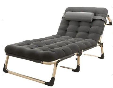 Łóżko polowe LUARO turystyczne składane leżak biznesowy 193 cm czarny