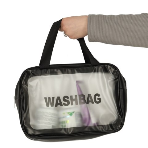 Kosmetyczka podróżna przezroczysta transparentna wodoodporna organizer do samolotu 3 sztuki czarna