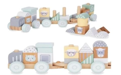 Pociąg kolejka drewniana LULILO Vico pastelowy