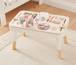 Tablica manipulacyjna LULILO LUDO stolik drewniany sensoryczny 2w1 różowy