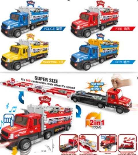 TIR Laweta samochód transporter pojazd składany 6 aut czerwony