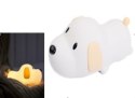 Lampka nocna dla dzieci silikonowa dotykowa miękka LED USB biała piesek leżący