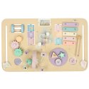 Tablica manipulacyjna LULILO LUDO stolik drewniany sensoryczny 2w1 różowy