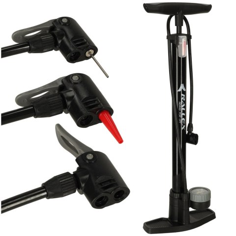 Pompka rowerowa RALLEX podłogowa nożna uniwersalna z manometrem 11bar