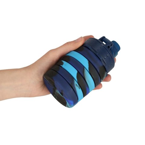Butelka na wodę bidon silikonowy składany z uchwytem BPA FREE 500ml niebieski
