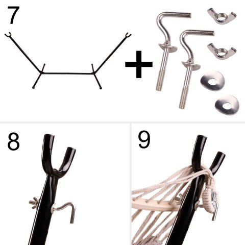 Hamak ogrodowy ze stelażem huśtawka duża mocna pokrowiec 247cm 100kg