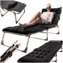 Łóżko polowe LUARO turystyczne składane leżak biznesowy 193 cm czarny