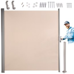 Markiza boczna tarasowa LUARO parawan zwijany 180 x 400 cm beżowy