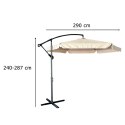 Parasol ogrodowy LUARO duży składany z wysięgnikiem 290cm beżowy