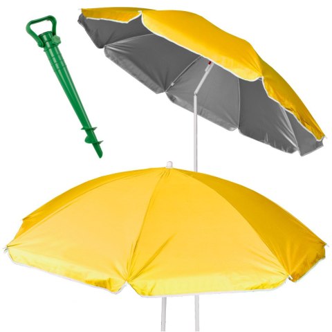 Parasol ogrodowy plażowy regulowany łamany składany UV 150cm żółty