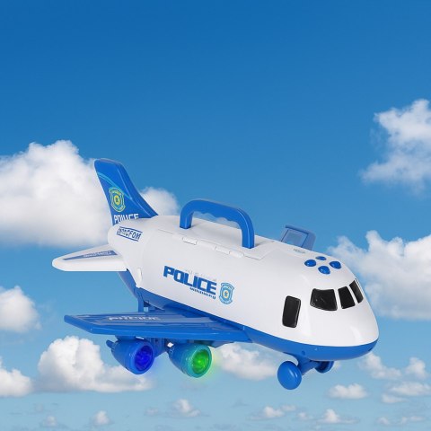 Samolot interaktywny rozkładany parking policja 3 auta dźwięk światła